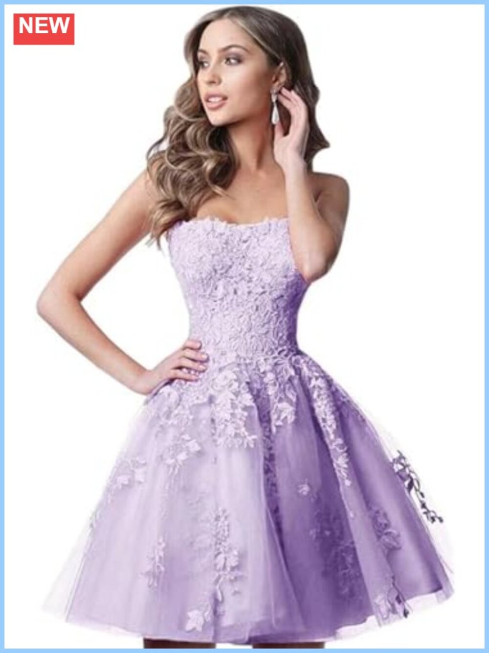 Lace Short A Line Strapless Homecoming Cocktail Party Dress
